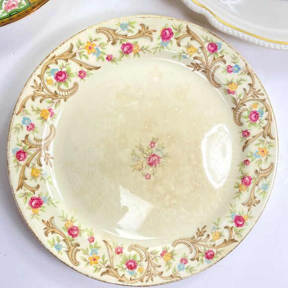 Vintage Lot of Set of 6 Bread and Desert Plates 6-8" Floral Japan USA Back Stamp - Picture 7 of 14